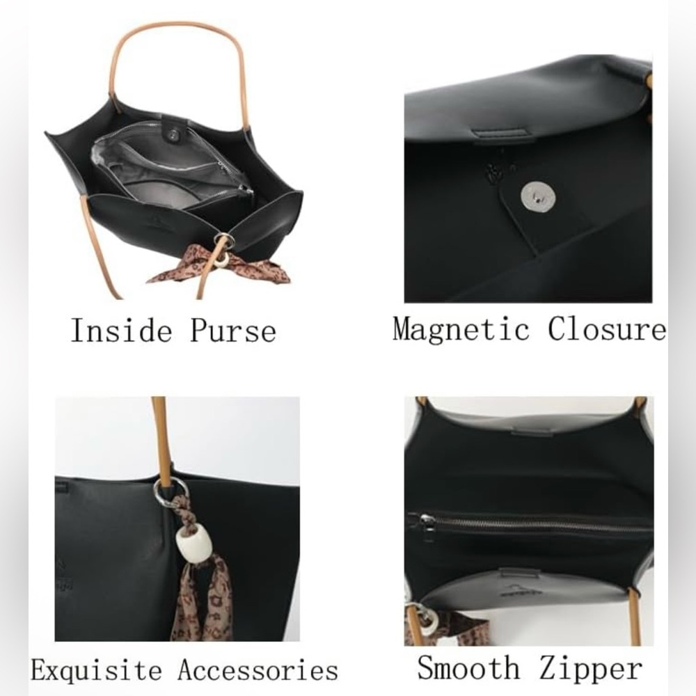 Marengo Soft Leather Black Tote EUC - Picture 3 of 4